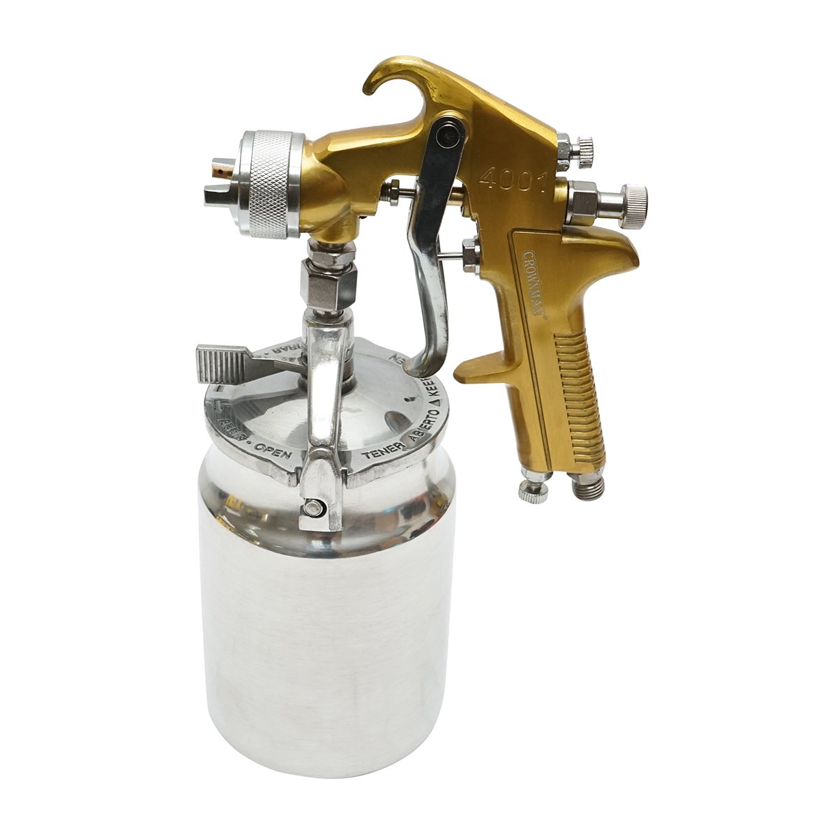 Pistol de vopsit cu aer comprimat 1000ml, debit 160-240ml/min, duza 1.8mm, presiune max. 3.5 bar Crownman